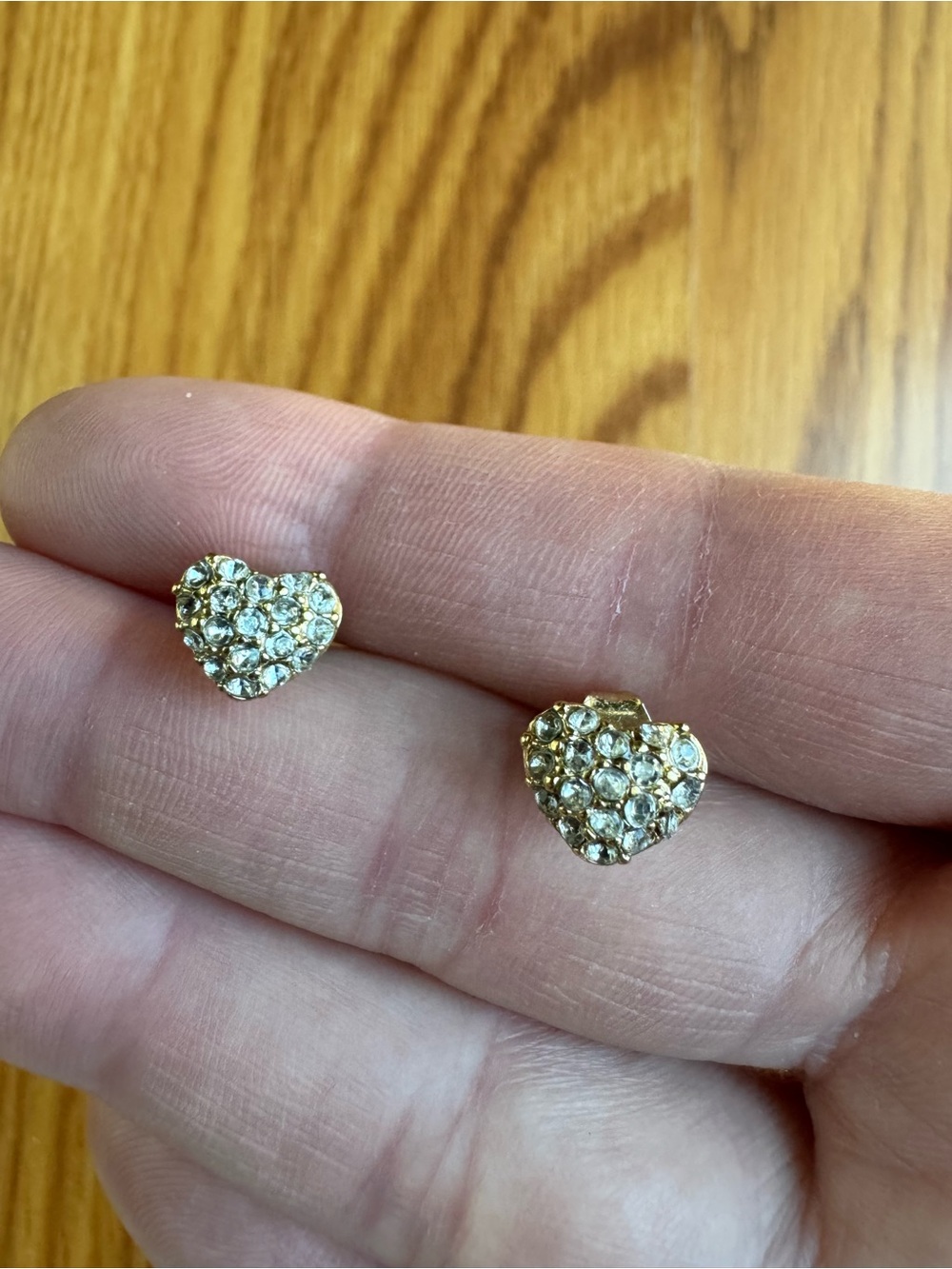 J. Crew Crewcuts Gold Heart Crystal Stud Earrings